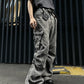 Pleated Workwear With Pocket Jeans Loose-fitting Wide-leg Trousers
