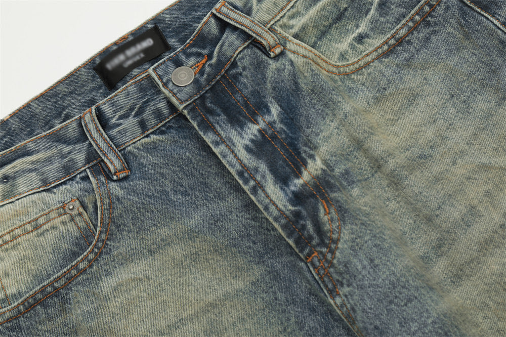 Waste Soil Punk Make Old Ripped Denim Dirty Pants Men