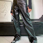 Women Straight Leg Casual Leather Pants