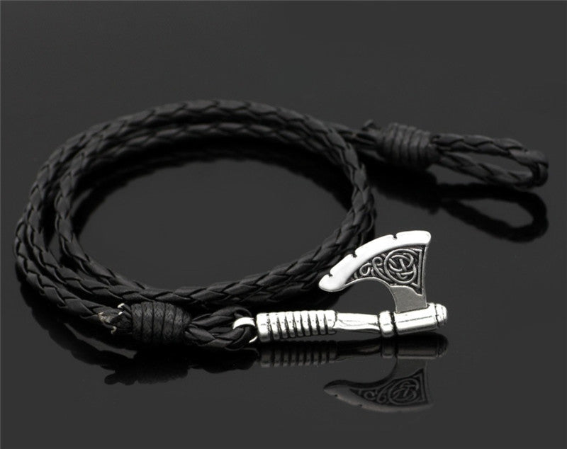 Men Casual Axe Leather Multi-layer Bracelet