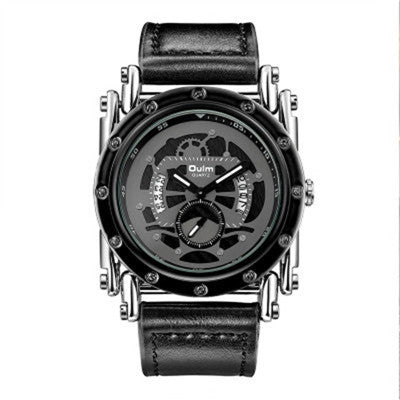 Mens Big Watches OULM Brand Leather Date Quartz Wrist Watch