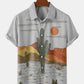 Position Printed Button Casual Shirt For Men