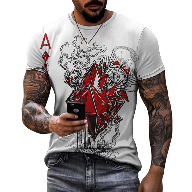 Men's Round Neck Slim Printed Short-sleeved T-shirt