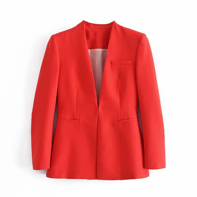 Chaqueta de traje nueva de color liso para mujer