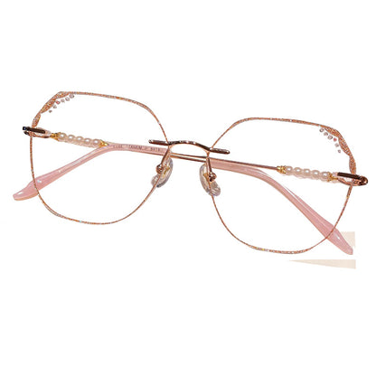Light Pure Titanium Rimless Polygonal Myopia Glasses For Women