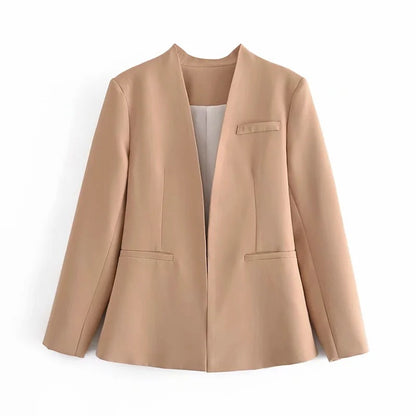 Chaqueta de traje nueva de color liso para mujer