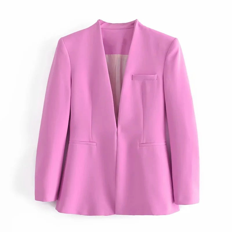 Chaqueta de traje nueva de color liso para mujer