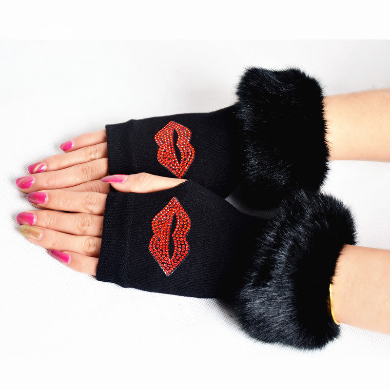 Guantes de calavera brillantes para mujer