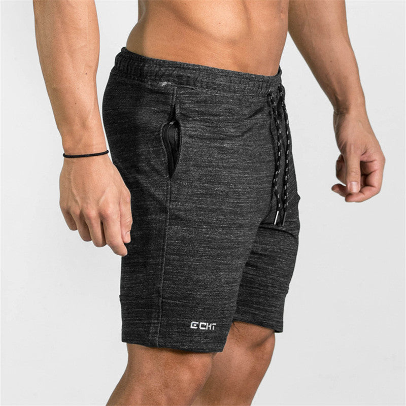 Pantalones cortos de verano para hombre, ropa de culturismo, pantalones cortos de algodón con cremallera para Fitness y entrenamiento 