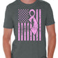 Men T- Shirts Tops Pink Ribbon Support