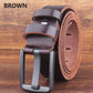Leather Head Layer Pure Cowhide Wide Pin Buckle Belt