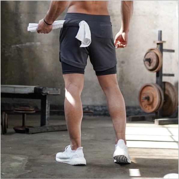 Pantalones cortos para correr de verano para hombre Pantalones cortos deportivos 2 en 1