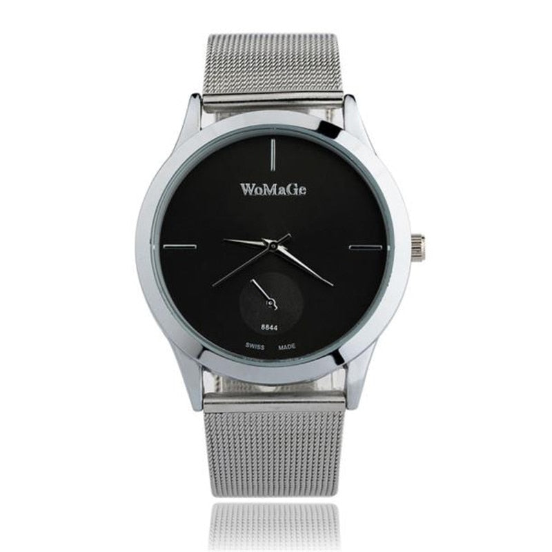 Reloj de malla con cinturón de aleación de moda, relojes unisex para mujer, reloj de cuarzo de estilo minimalista, reloj femenino saat, relojes para mujeres y hombres