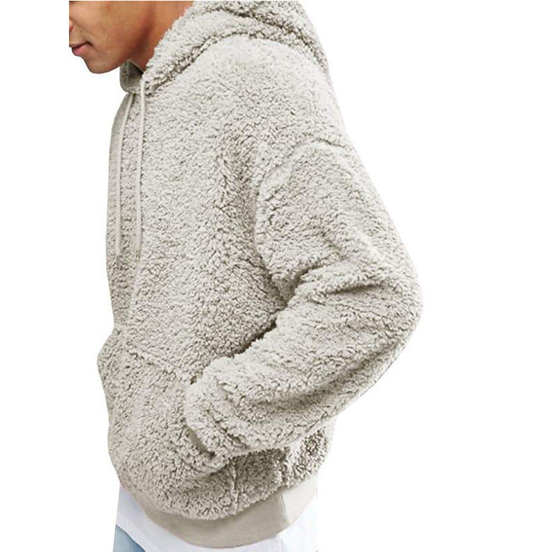 Otoño nueva sudadera cálida para hombre sudaderas de invierno con capucha de lana esponjosa sudadera informal sin mangas larga pulóver moda 