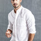 Long-sleeved cotton and linen shirts for men