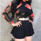Chiffon Print Backless Jumpsuit Women