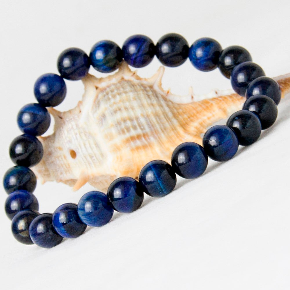 Ethnic Style Men And Women Blue Tiger Eye Stone Bracelet