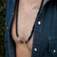 Men charm Necklace Black Lava