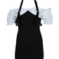 European and American women wear neck metal dresses
