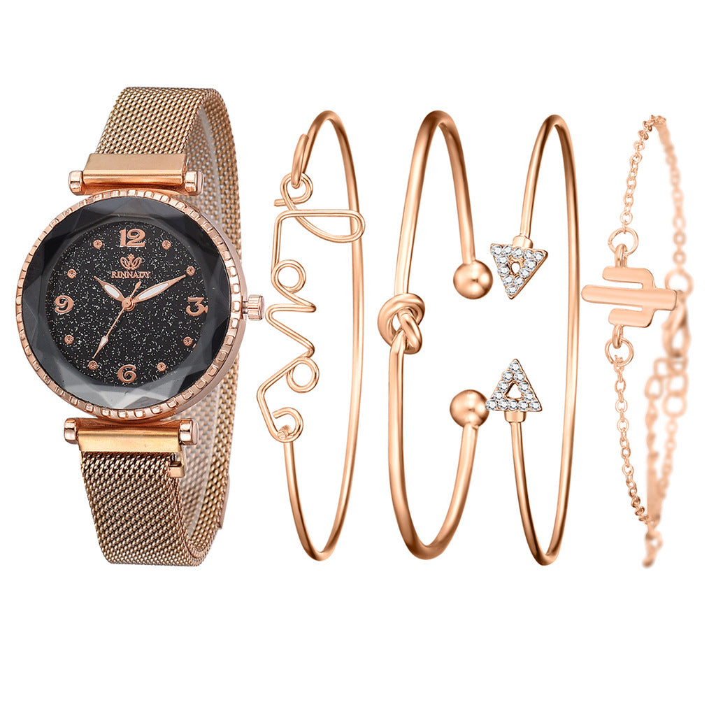 Relojes de mujer cielo estrellado hebilla magnética pulsera de moda reloj de pulsera Número romano reloj Simple regalo