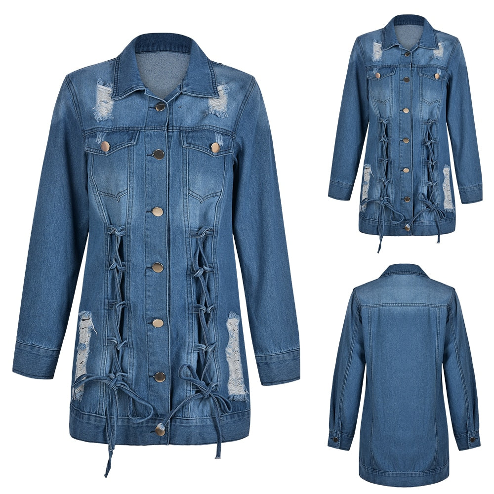 Chaqueta de plumón Chaquetas holgadas para mujer Tops estampados denim