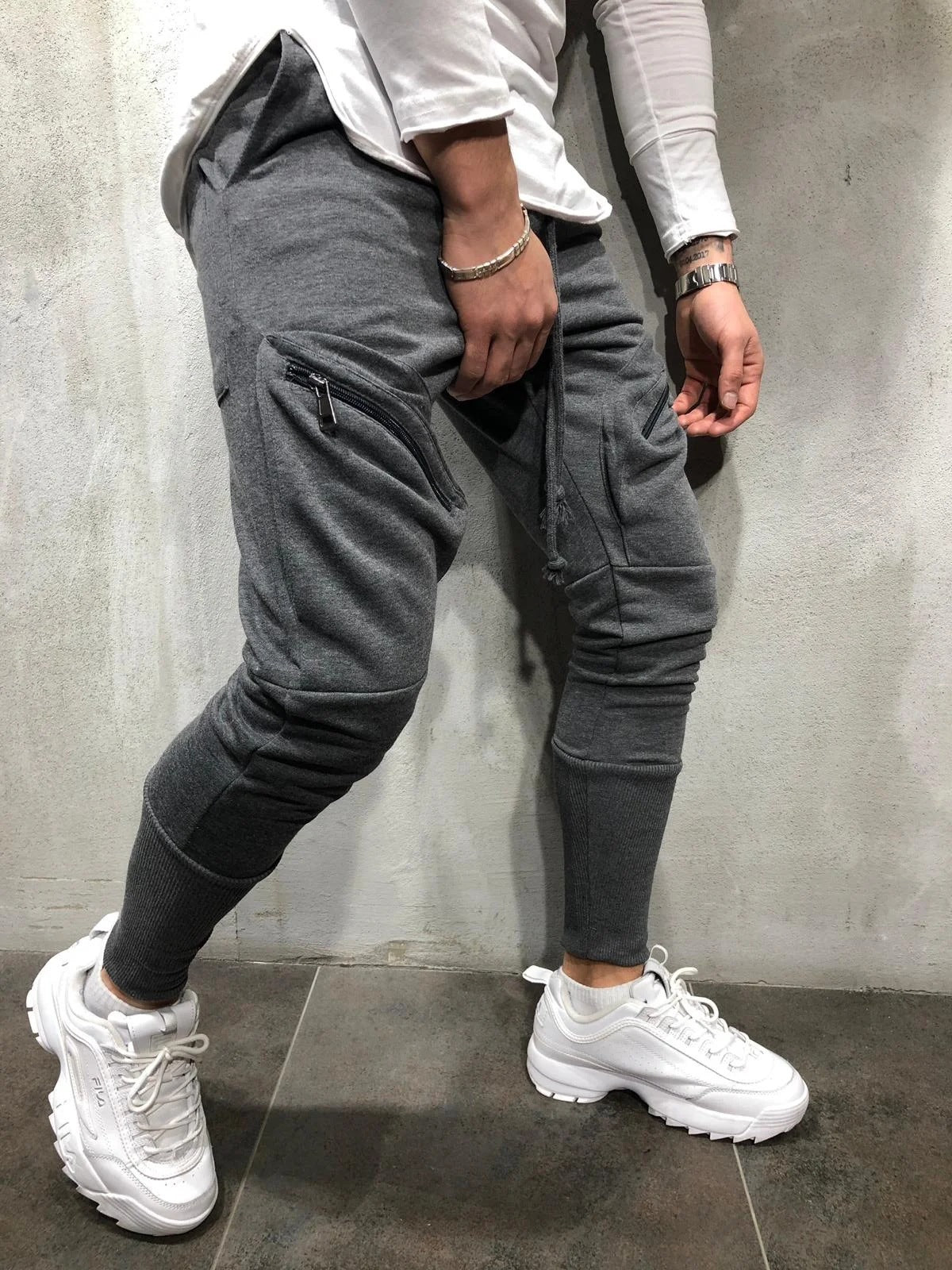 Pantalones deportivos con cremallera para hombre