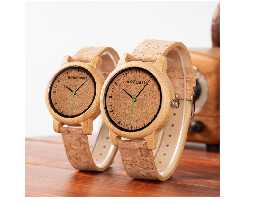 Relojes de bambú y madera para hombre y mujer.