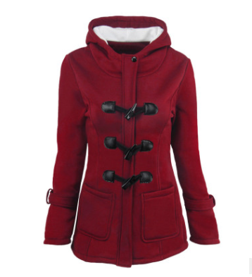 Chaquetas cálidas con Cuello de piel para invierno, abrigo largo con botones de bocina para mujer, parka de talla grande para mujer