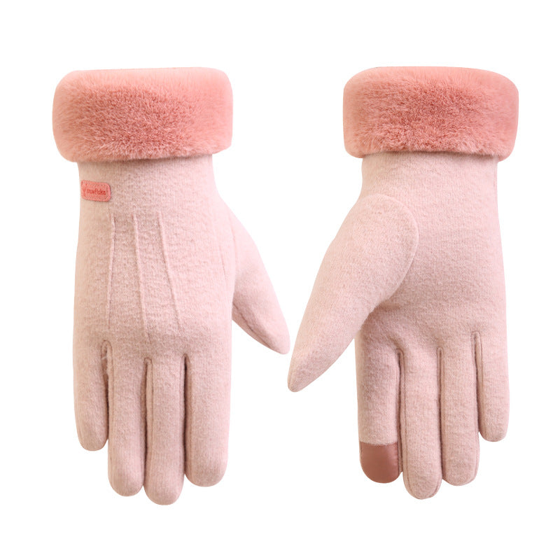 Guantes de dedo completo de cachemira de otoño e invierno para mujer