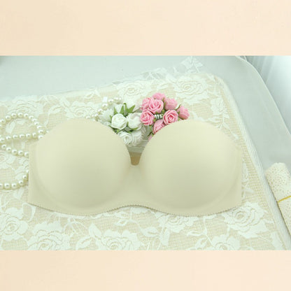 Women Front Closure Silicone Self-Adhesive Half Cup Wire Free Backless Strapless Seamless Push Up Bra For Female Intimates