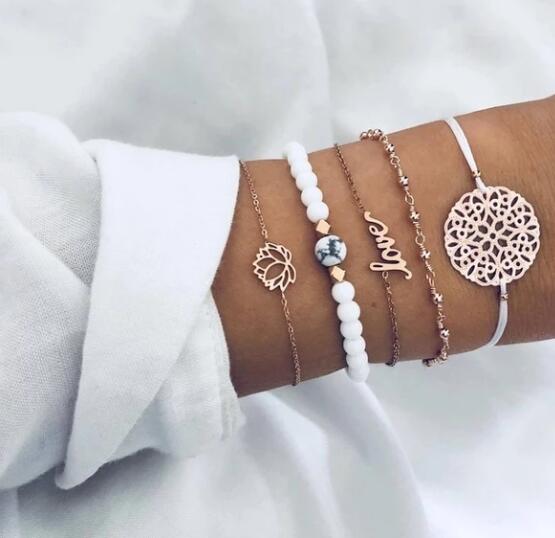 Conjunto de pulseras con dijes de mapa de corazón de tortuga Vintage para mujer, 2 cuentas de piedra de nuevo diseño, pulsera infinita, joyería Bohemia al por mayor 