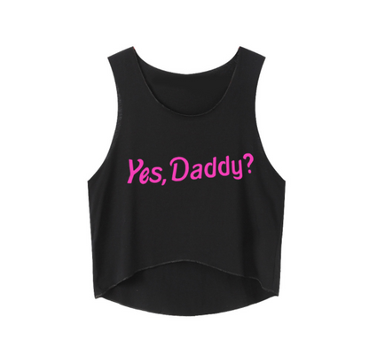 Yes Daddy Crop Tops letras impresas mujeres sin mangas tanques verano divertido corto lindo Tops para niñas 