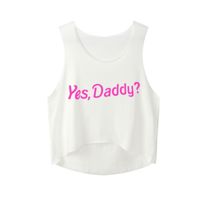 Yes Daddy Crop Tops letras impresas mujeres sin mangas tanques verano divertido corto lindo Tops para niñas 