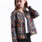 Floral round neck coat baseball uniform tops women
