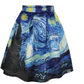 Women's Skirt Flared Stretch Van Gogh Starry Night 3D Print Pleated Short Skater Skirt Girl Saia Summer Style Mini Skirts