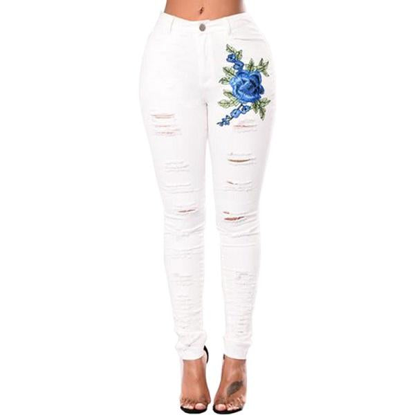 Jeans rasgados para mujer Jeans de mujer Pantalones lápiz Jeans de mezclilla