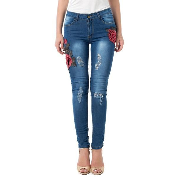 Jeans rasgados para mujer Jeans de mujer Pantalones lápiz Jeans de mezclilla