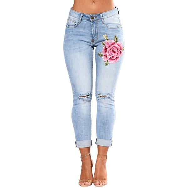 Jeans rasgados para mujer Jeans de mujer Pantalones lápiz Jeans de mezclilla