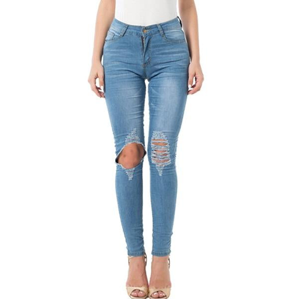 Jeans rasgados para mujer Jeans de mujer Pantalones lápiz Jeans de mezclilla