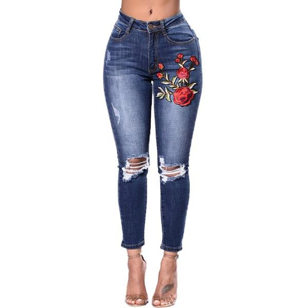 Jeans rasgados para mujer Jeans de mujer Pantalones lápiz Jeans de mezclilla