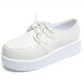 Women Shoes Flat Platform Shoes Black Women Casual Shoes Lace-Up Round Toe Creepers Female