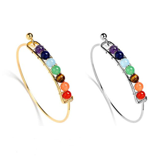 Pulseras de plata con dijes bohemios, pulsera de cuentas de piedras naturales, pulseras de equilibrio curativo de 7 chakras, pulseras, regalos de joyería para mujeres