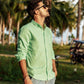 Long-sleeved cotton and linen shirts for men