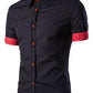 Men Short Spread Collar Sleeve Shirt