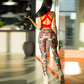 Women's Casual Sports Suit, Printed Jumpsuit, Yoga Suit, Women