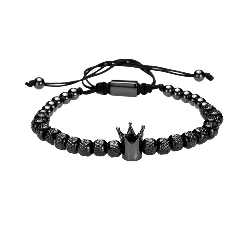 Pulsera con dije de corona real romana de lujo para hombre, pulseras geométricas de acero inoxidable, pulseras ajustables para hombre, regalo de joyería para pareja