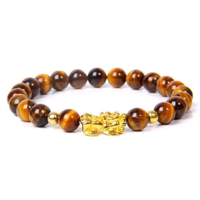 Pulsera de Buda Feng Shui para hombre y mujer, abalorio Piuxiu dorado