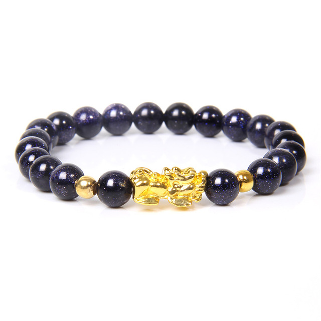 Pulsera de Buda Feng Shui para hombre y mujer, abalorio Piuxiu dorado