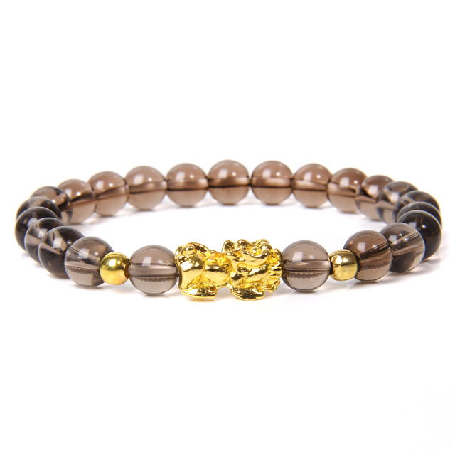 Pulsera de Buda Feng Shui para hombre y mujer, abalorio Piuxiu dorado