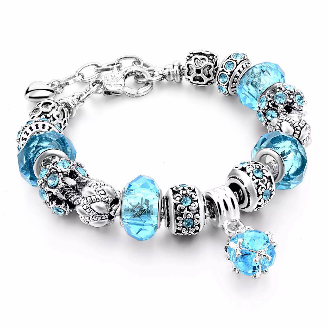 Pulseras y brazaletes de cuentas de cristal Pulseras con dijes de cadena de serpiente para joyería de mujer